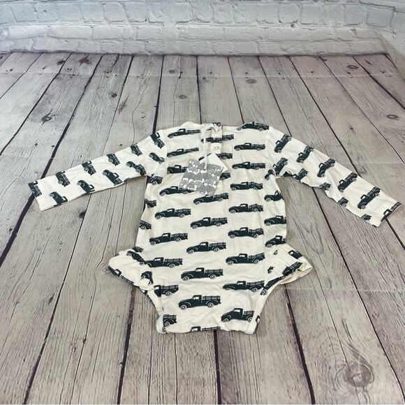 Kate Quinn Truck Pattern Bamboo Ruffle Trim Bodysuit - Picture 2 of 4